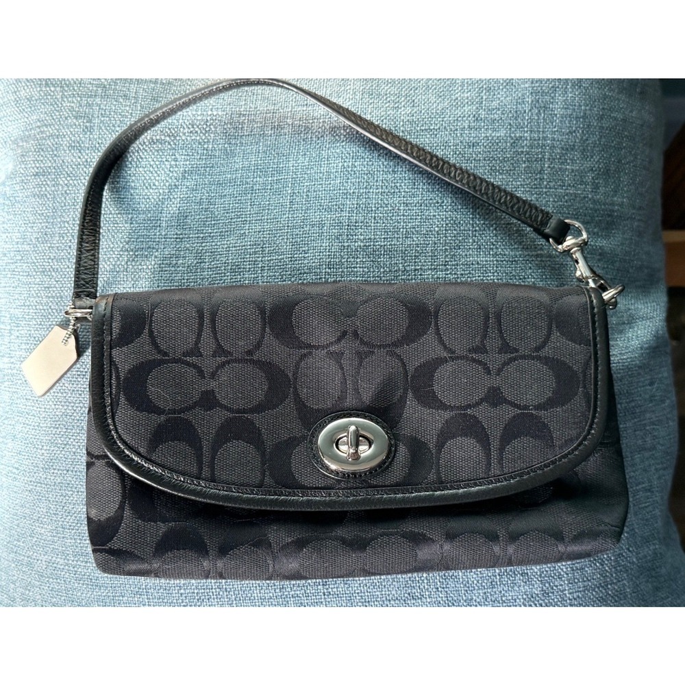 Coach Legacy Signature Turnlock Wristlet Vintage Y2K Wallet Black Gray NWOT - Picture 2 of 11